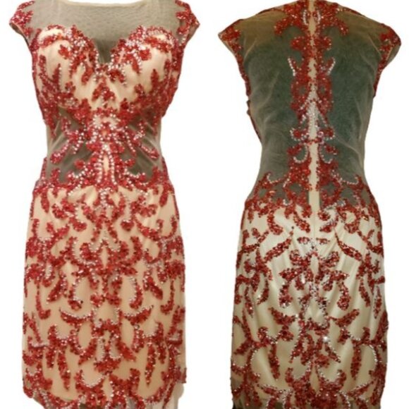 Luxury Designer Beaded Sexy Runway Cocktail Party Evening Prom Embroidery Dress - Picture 10 of 16